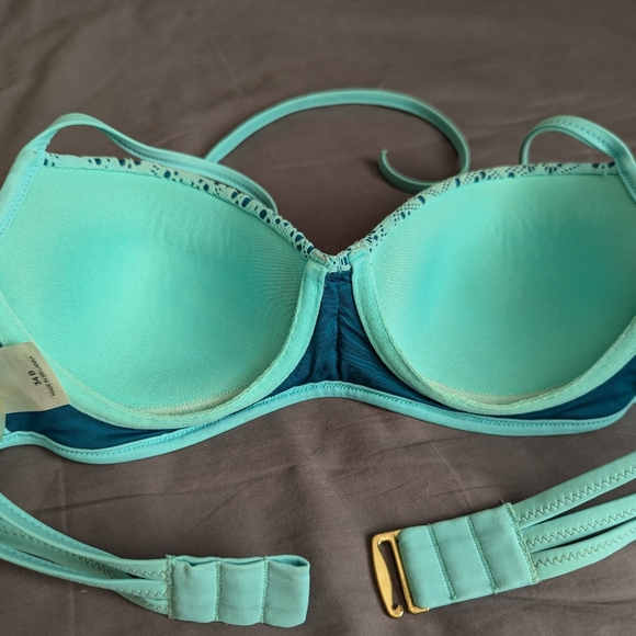 💚 Sand & Shore Bikini Top, 34B Mint Green & Neon - Picture 5 of 5
